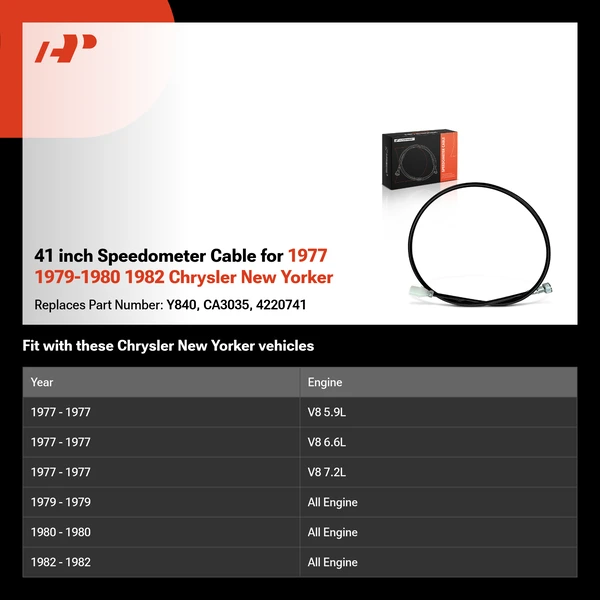 41 inch Speedometer Cable for 1977 1979-1980 1982 Chrysler New Yorker