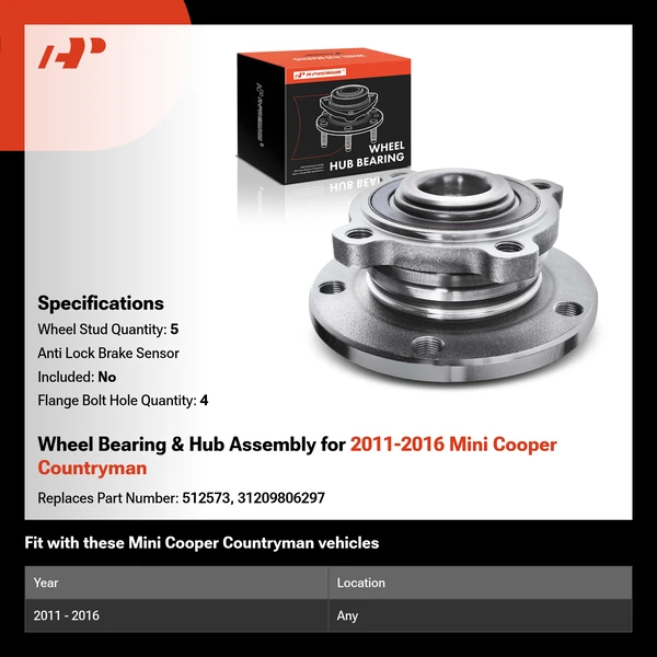 Wheel Bearing & Hub Assembly for 2011-2016 Mini Cooper Countryman