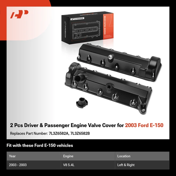 2 Pcs Driver & Passenger Engine Valve Cover for 2003 Ford E-150