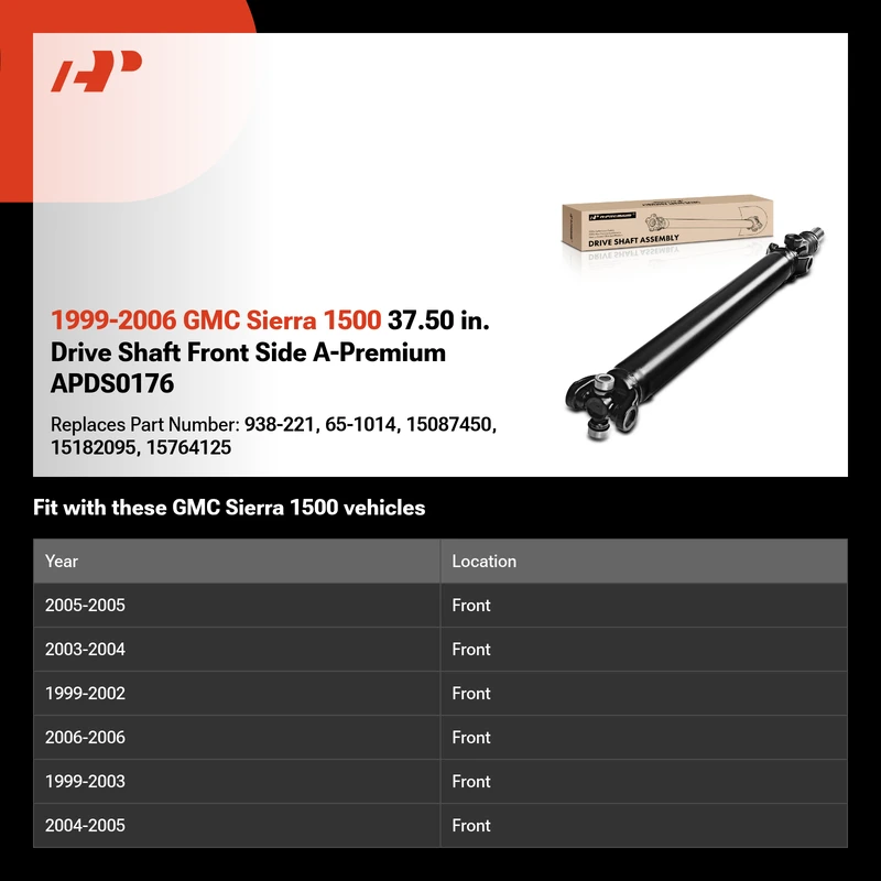 1999-2006 GMC Sierra 1500 37.50 in. Drive Shaft Front Side A-Premium APDS0176