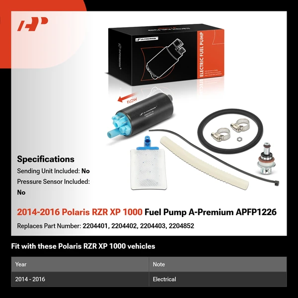 2014-2016 Polaris RZR XP 1000 Fuel Pump A-Premium APFP1226