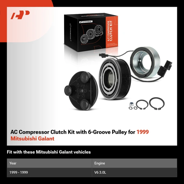 AC Compressor Clutch Kit with 6-Groove Pulley for 1999 Mitsubishi Galant