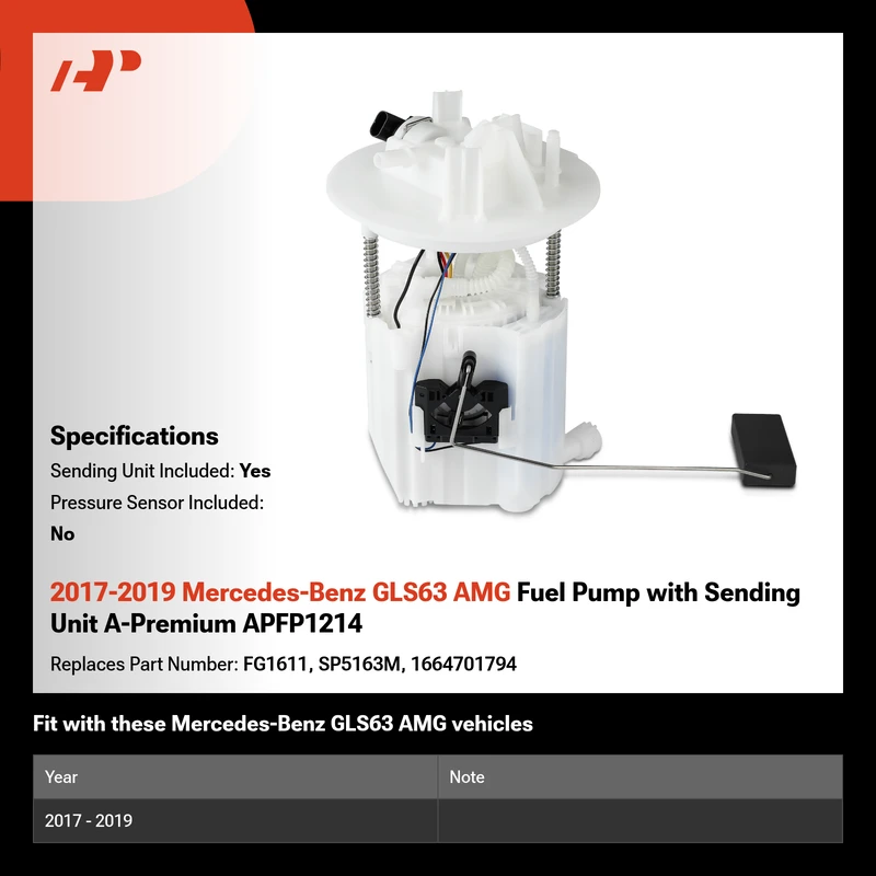 2017-2019 Mercedes-Benz GLS63 AMG Fuel Pump with Sending Unit A-Premium APFP1214