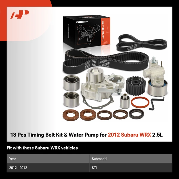13 Pcs Timing Belt Kit & Water Pump for 2012 Subaru WRX 2.5L