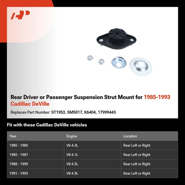 Rear Driver or Passenger Suspension Strut Mount for 1985-1993 Cadillac DeVille