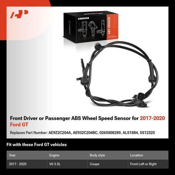 Front Driver or Passenger ABS Wheel Speed Sensor for 2017-2020 Ford GT