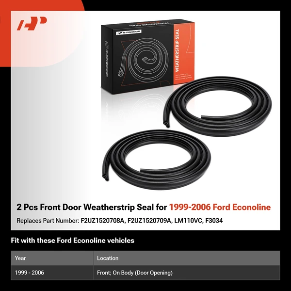 2 Pcs Front Door Weatherstrip Seal for 1999-2006 Ford Econoline
