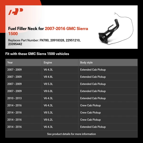 Fuel Filler Neck for 2007-2016 GMC Sierra 1500