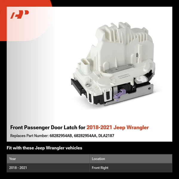 Front Passenger Door Latch for 2018-2021 Jeep Wrangler