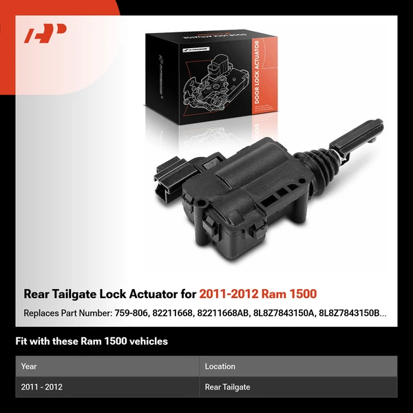 Rear Tailgate Lock Actuator for 2011-2012 Ram 1500