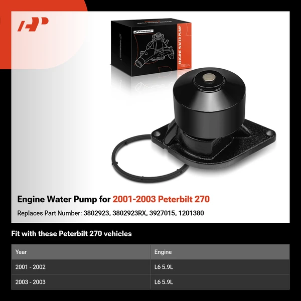 Engine Water Pump for 2001-2003 Peterbilt 270