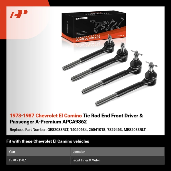 1978-1987 Chevrolet El Camino Tie Rod End Front Driver & Passenger A-Premium APCA9362