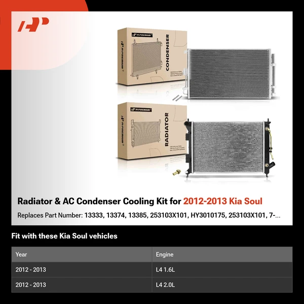 Radiator & AC Condenser Cooling Kit for 2012-2013 Kia Soul