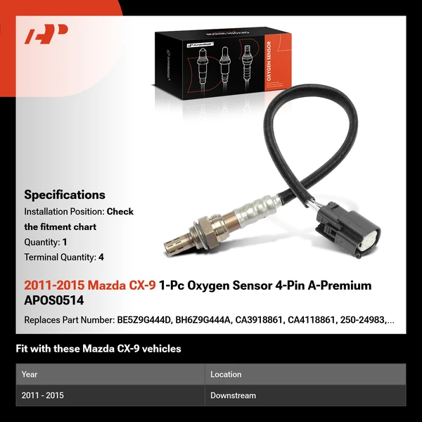 2011-2015 Mazda CX-9 1-Pc Oxygen Sensor 4-Pin A-Premium APOS0514