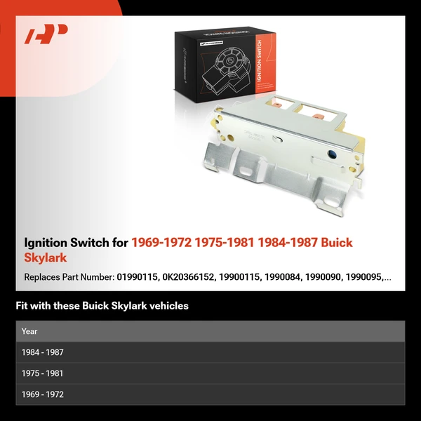 Ignition Switch for 1969-1972 1975-1981 1984-1987 Buick Skylark