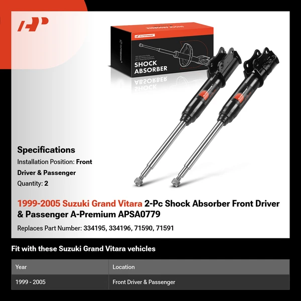 1999-2005 Suzuki Grand Vitara 2-Pc Shock Absorber Front Driver & Passenger A-Premium APSA0779