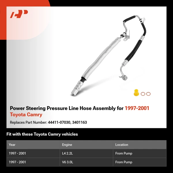 Power Steering Pressure Line Hose Assembly for 1997-2001 Toyota Camry