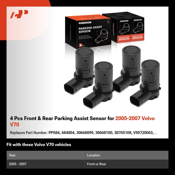 4 Pcs Front & Rear Parking Assist Sensor for 2005-2007 Volvo V70