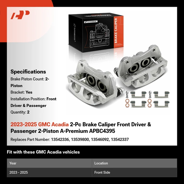 2023-2025 GMC Acadia 2-Pc Brake Caliper Front Driver & Passenger 2-Piston A-Premium APBC4395