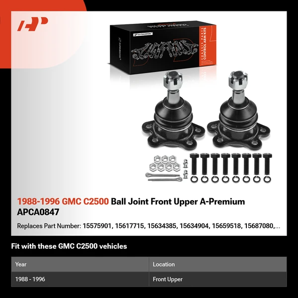 1988-1996 GMC C2500 Ball Joint Front Upper A-Premium APCA0847
