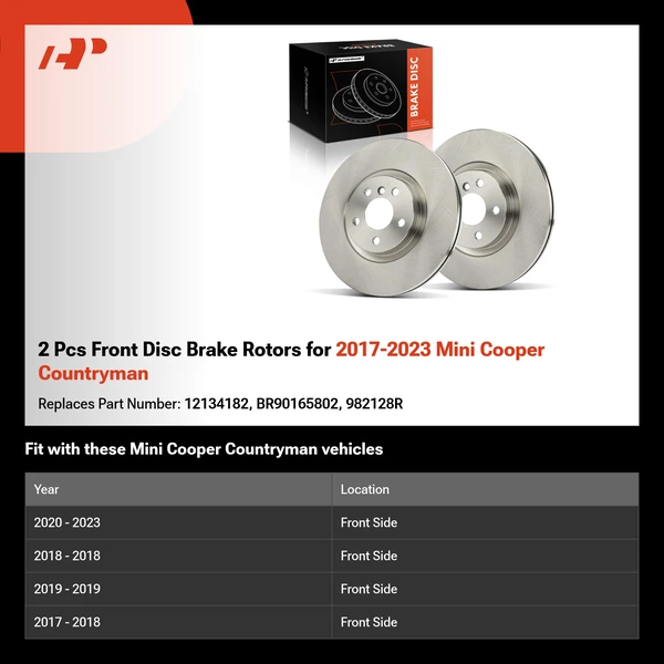 2 Pcs Front Disc Brake Rotors for 2017-2023 Mini Cooper Countryman