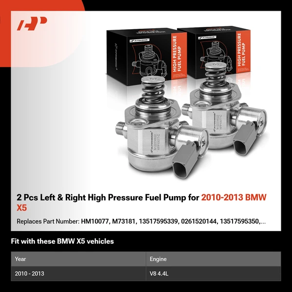 2 Pcs Left & Right High Pressure Fuel Pump for 2010-2013 BMW X5