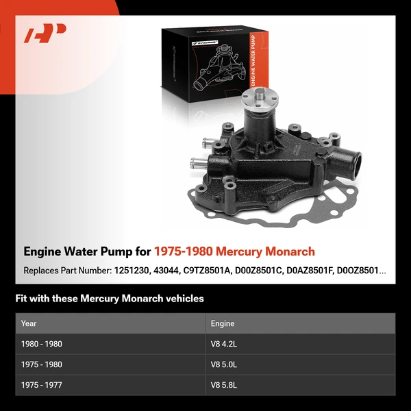 Engine Water Pump for 1975-1980 Mercury Monarch