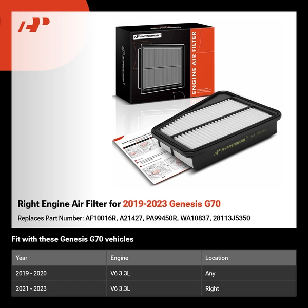 Right Engine Air Filter for 2019-2023 Genesis G70