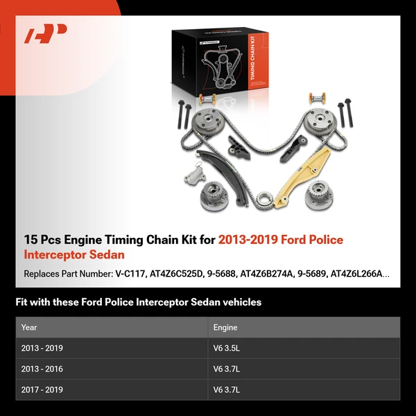15 Pcs Engine Timing Chain Kit for 2013-2019 Ford Police Interceptor Sedan