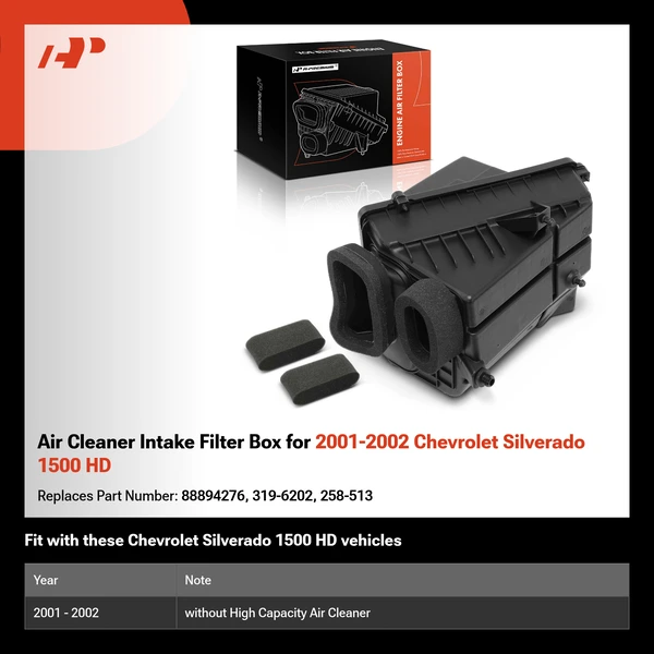 Air Cleaner Intake Filter Box for 2001-2002 Chevrolet Silverado 1500 HD