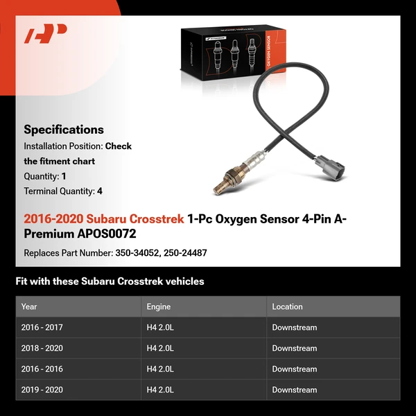 2016-2020 Subaru Crosstrek 1-Pc Oxygen Sensor 4-Pin A-Premium APOS0072