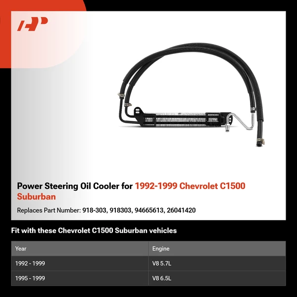 Power Steering Oil Cooler for 1992-1999 Chevrolet C1500 Suburban