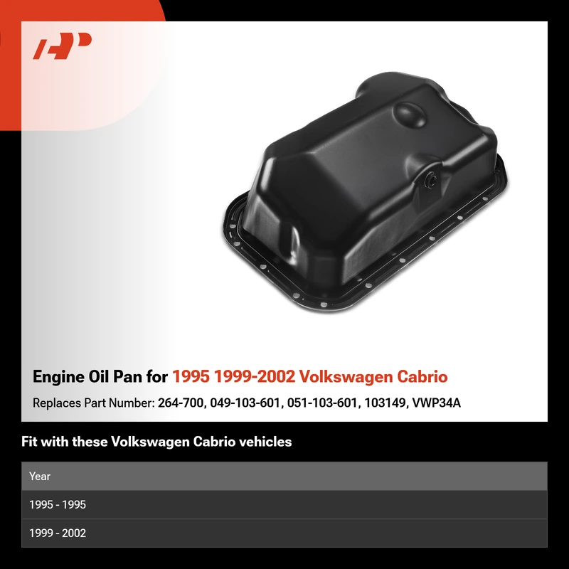 Engine Oil Pan for 1995 1999-2002 Volkswagen Cabrio