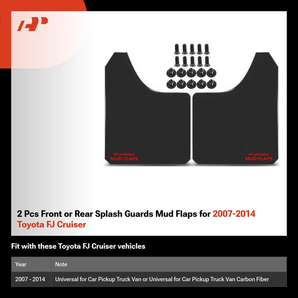 2 Pcs Front or Rear Splash Guards Mud Flaps for 2007-2014 Toyota FJ Cruiser