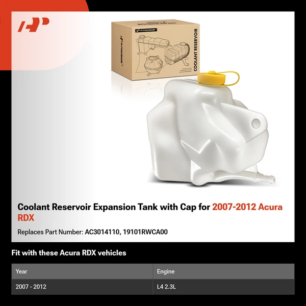 Coolant Reservoir Expansion Tank with Cap for 2007-2012 Acura RDX