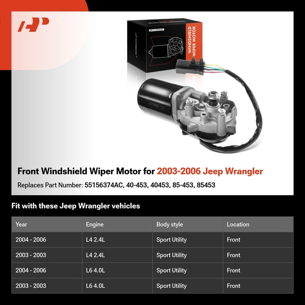 Front Windshield Wiper Motor for 2003-2006 Jeep Wrangler