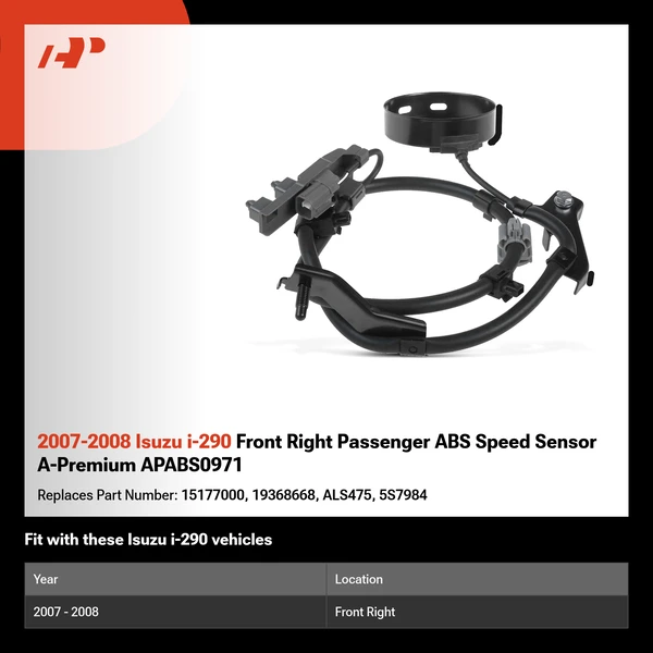 2007-2008 Isuzu i-290 Front Right Passenger ABS Speed Sensor A-Premium APABS0971