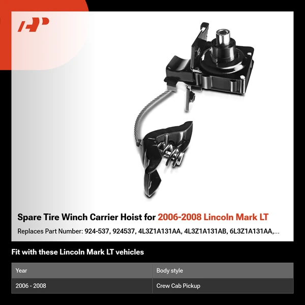 Spare Tire Winch Carrier Hoist for 2006-2008 Lincoln Mark LT