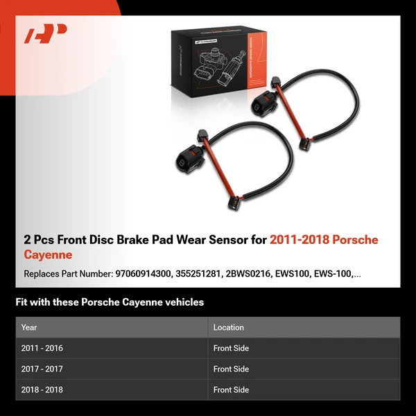 2 Pcs Front Disc Brake Pad Wear Sensor for 2011-2018 Porsche Cayenne