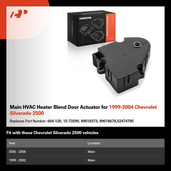 Main HVAC Heater Blend Door Actuator for 1999-2004 Chevrolet Silverado 2500