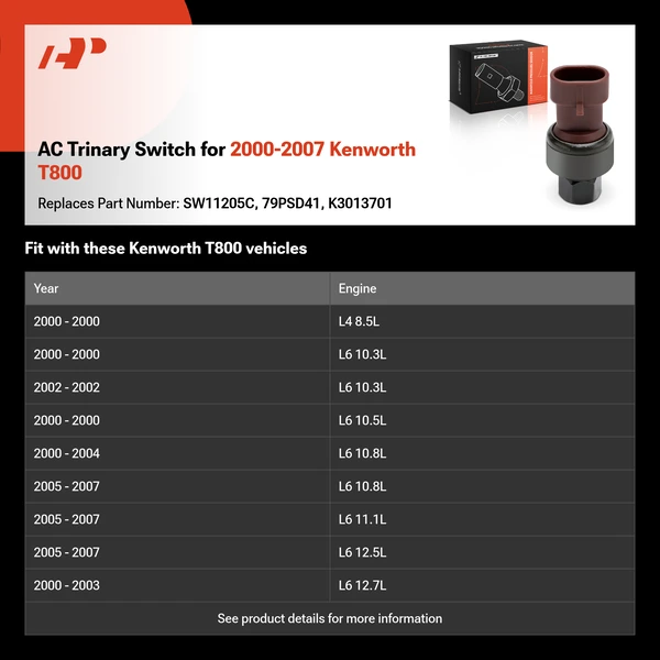 AC Trinary Switch for 2000-2007 Kenworth T800