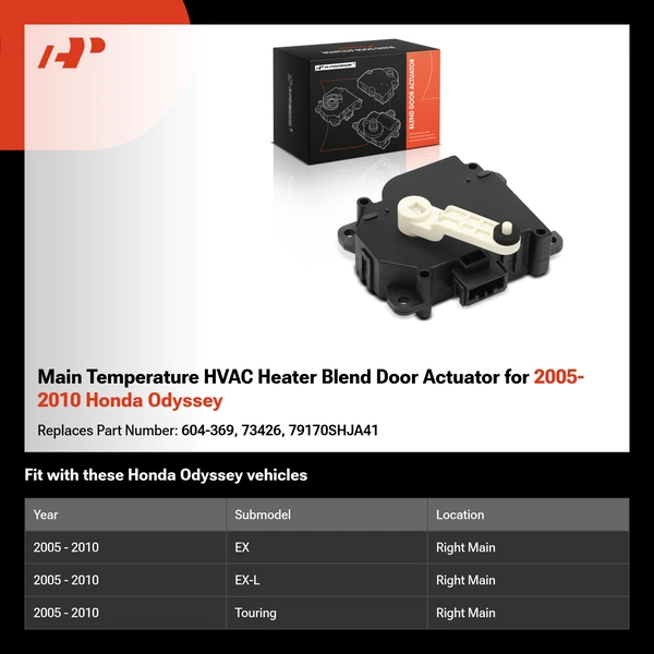 Main Temperature HVAC Heater Blend Door Actuator for 2005-2010 Honda Odyssey