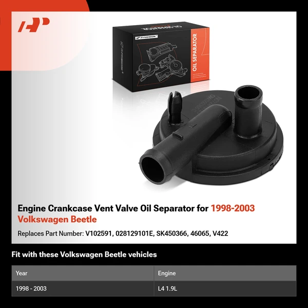 Engine Crankcase Vent Valve Oil Separator for 1998-2003 Volkswagen Beetle