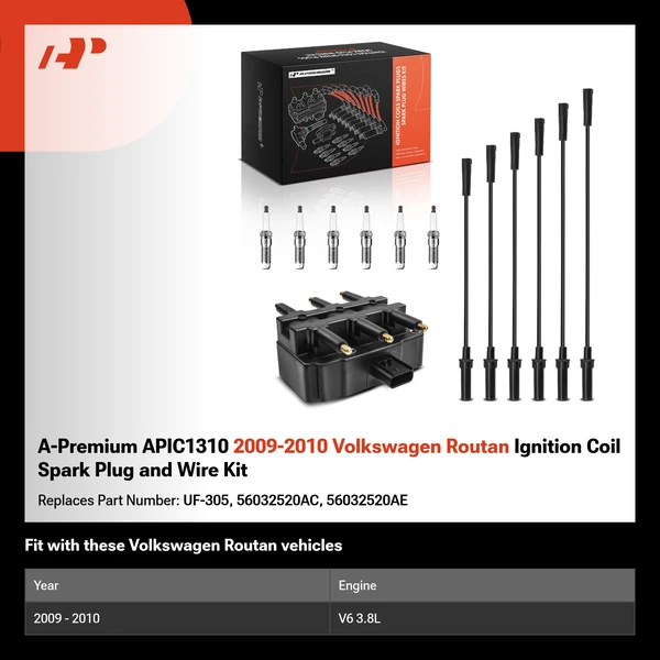 A-Premium APIC1310 2009-2010 Volkswagen Routan Ignition Coil Spark Plug and Wire Kit