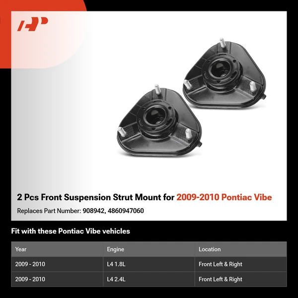 2 Pcs Front Suspension Strut Mount for 2009-2010 Pontiac Vibe
