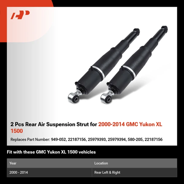 2 Pcs Rear Air Suspension Strut for 2000-2014 GMC Yukon XL 1500