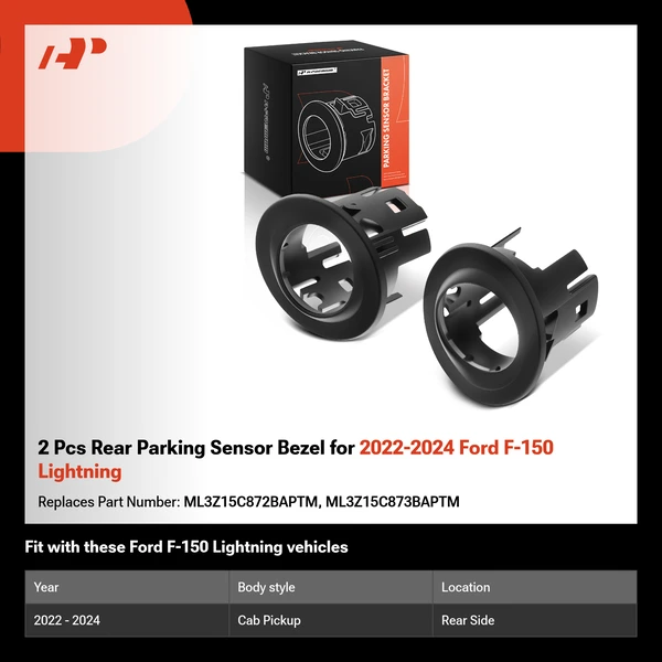 2 Pcs Rear Parking Sensor Bezel for 2022-2024 Ford F-150 Lightning