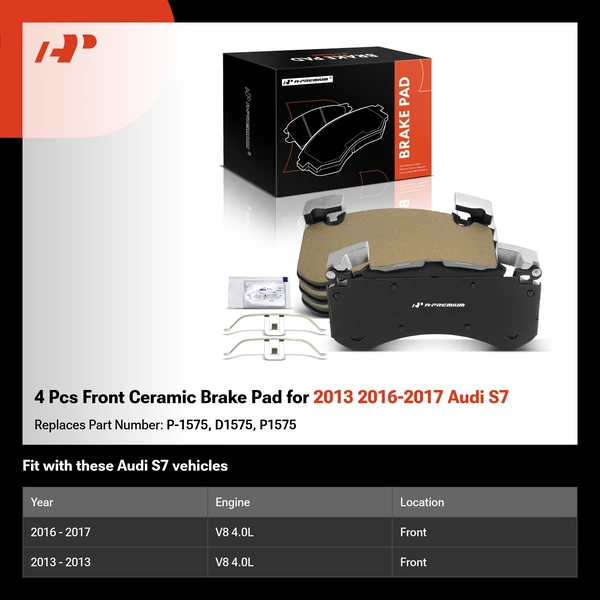 4 Pcs Front Ceramic Brake Pad for 2013 2016-2017 Audi S7