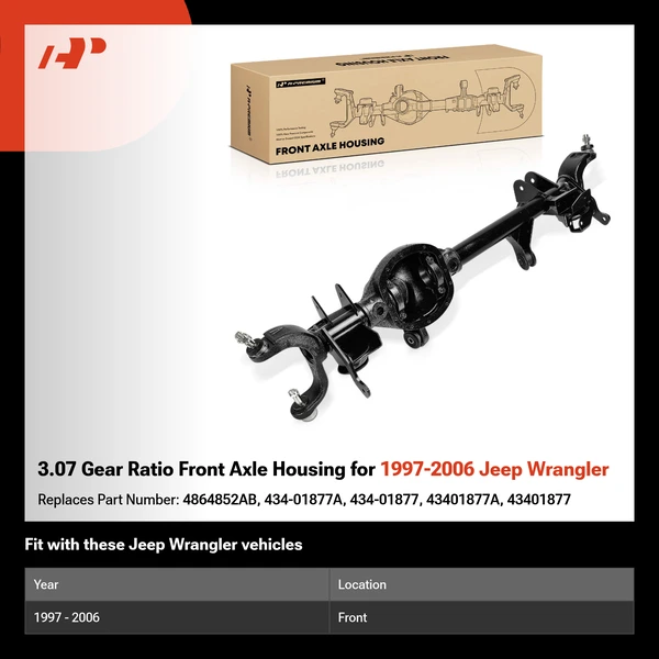 3.07 Gear Ratio Front Axle Housing for 1997-2006 Jeep Wrangler