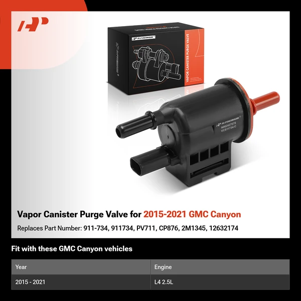 Vapor Canister Purge Valve for 2015-2021 GMC Canyon